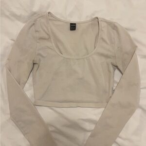 SHEIN Cream Long Sleeve Bodysuit